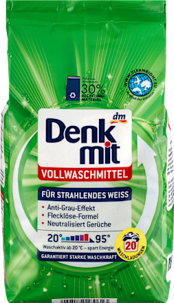 DenkmitVollwaschmittel Pulver für strahlendes Weiß, 20 Wl