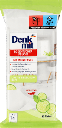 DenkmitFeuchte Bodentücher Limette & Basilikum, 15 St