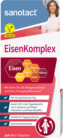 sanotactEisen Komplex Mini-Tabletten (100 Stück), 15 gNahrungsergänzungsmittel
