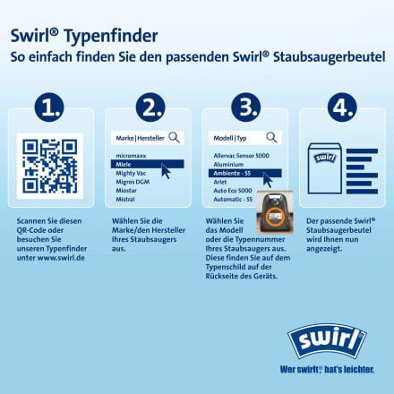 Swirl Staubsaugerbeutel M40 MicroPor Plus inkl. 1 Filter, 4 St 