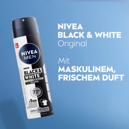NIVEA MEN Deospray Black & White Invisible – 200 Ml, 72h Schutz, Ohne Weiße/gelbe Flecken