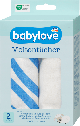 babylove Moltontücher Streifen/uni, 2 St dauerhaft günstig online 