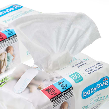Babylove Feuchttücher Mit Aloe Vera & Kamille - 2x80 Stück, PH-hautneutral & Ohne Alkohol