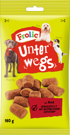 FrolicHundeleckerli mit Rind, unterwegs, 180 gErgänzungsfuttermittel