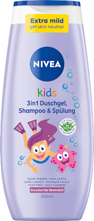NIVEAKinder Duschgel & Shampoo & Spülung 3in1 Beerenduft, 250 ml