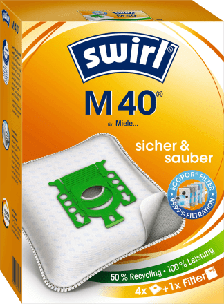 Swirl Staubsaugerbeutel M40 MicroPor Plus inkl. 1 Filter, 4 St 