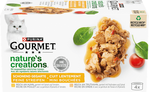 Purina GourmetNassfutter Katze mit Huhn & Truthahn, nature's creations, Multipack (4x85 g), 340 gAlleinfuttermittel
