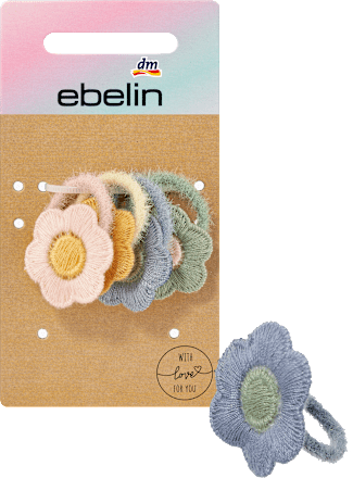 ebelinHaargummis mit Blumen Applikationen, 4 St