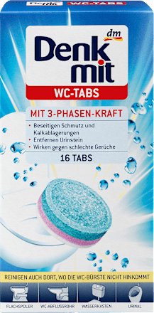DenkmitWC-Reiniger Tabs mit 3-Phasen-Kraft, 16 St