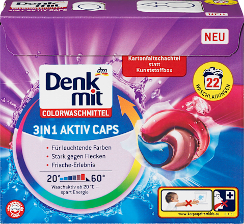 DenkmitColorwaschmittel Caps 3in1 Aktiv, 22 Wl