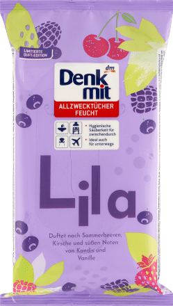 Denkmitfeuchte Allzwecktücher LILA, 50 St