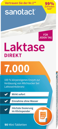 sanotactLaktase 7000 Direkt Mini Tabletten 90 St, 7,1 gNahrungsergänzungsmittel