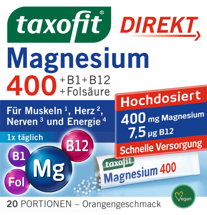 taxofitMagnesium 400 + B1 + B6 + B12 + Folsäure 800 Direkt-Granulat 20 St., 40 gNahrungsergänzungsmittel