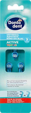 DontodentUniversal-Aufsteckbürsten Active Young blau, 3 St