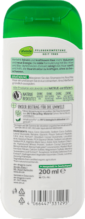 alverde NATURKOSMETIK Shampoo Volumen BioKiwi BioApfelminze, 200 ml