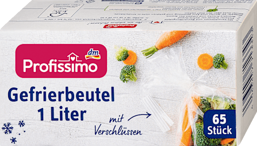 ProfissimoGefrierbeutel 1 l mit Verschlüssen, 65 St
