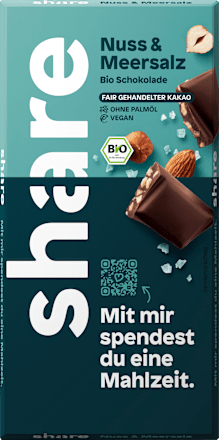shareSchokolade, Nuss & Meersalz 55 % Kakao, 100 g