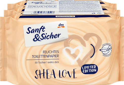 Sanft&SicherFeuchtes Toilettenpapier Shea Love (3x50 St), 150 St