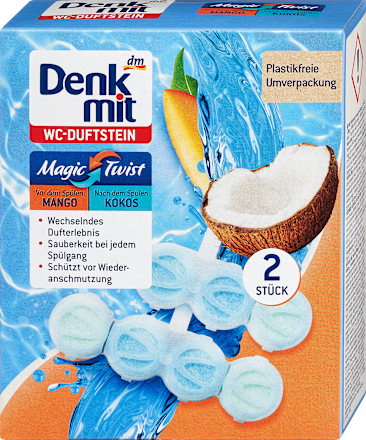 DenkmitWC-Duftstein Magic Twist Mango-Kokos, 2 St