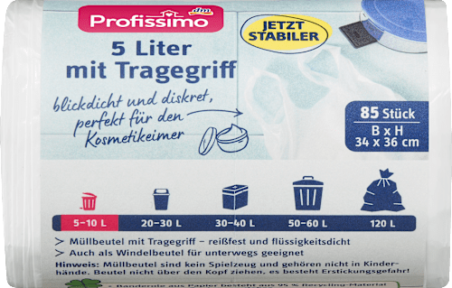 ProfissimoMüllbeutel 5 l mit Tragegriff für Kosmetikeimer, 85 St