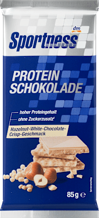 SportnessProtein Schokolade, Hazelnut White Chocolate Crisp Geschmack, 85 g