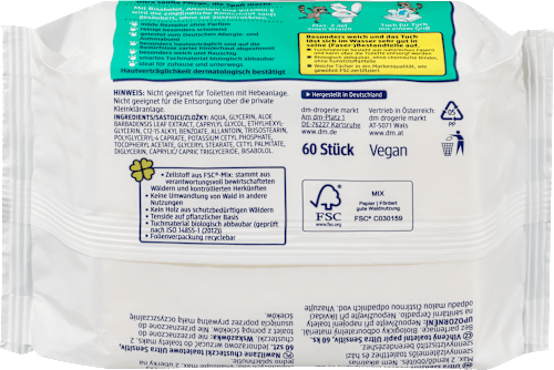 Tempo Feuchte Toilettentücher Sanft & Sensitiv – Megapack 16x42 Tücher, Mit Aloe Vera, Plastikfrei