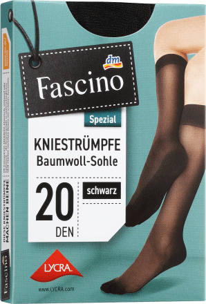 FascinoKniestrümpfe mit Baumwoll-Sohle schwarz Gr. 35-38, 20 DEN, 1 St