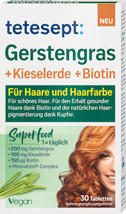 teteseptGerstengras  + Kieselerde + Biotin Tabletten, 30 StNahrungsergänzungsmittel