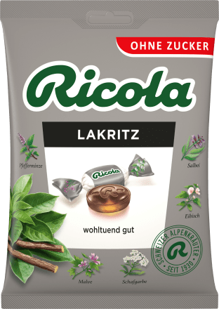 RicolaBonbon, Lakritz, zuckerfrei, 75 g
