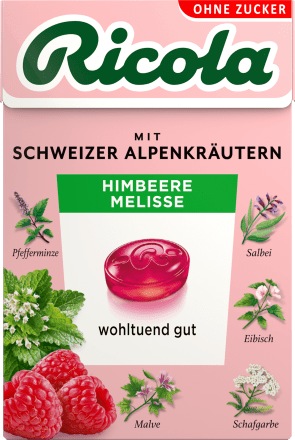 RicolaBonbon, Himbeere Melisse, zuckerfrei, in der Taschenbox, 50 g