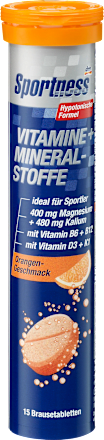 SportnessBrausetabletten, Vitamine + Mineralstoffe, Orangen Geschmack (15 Stück), 84 gNahrungsergänzungsmittel
