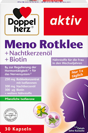DoppelherzMeno Rotklee + Nachtkerzenöl + Biotin Kapseln 30 St., 34,4 gNahrungsergänzungsmittel