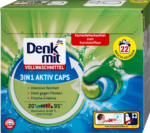 DenkmitVollwaschmittel 3in1 Aktiv Caps, 22 Wl