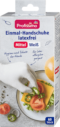 ProfissimoEinmal-Handschuhe latexfrei weiß Mittel, 60 St