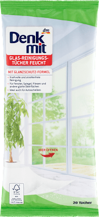 DenkmitFeuchte Reinigungstücher für Glas, 20 St