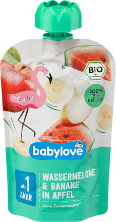 babyloveQuetschie Wassermelone & Banane in Apfel ab 1 Jahr, 100 gBeikost