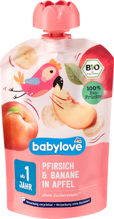babyloveQuetschie Pfirsich & Banane in Apfel ab 1 Jahr, 100 gBeikost