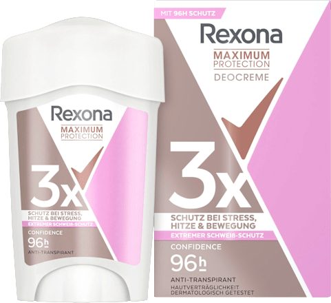 RexonaAntitranspirant Deocreme Maximum Protection Confidence, 45 ml