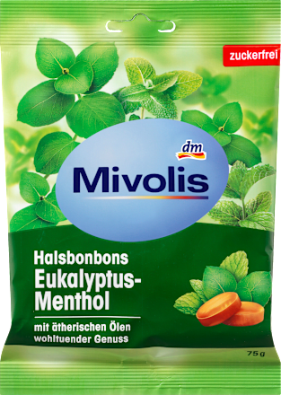 MivolisBonbon, Eukalyptus-Menthol, zuckerfrei, 75 g