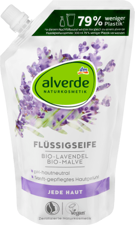 alverde NATURKOSMETIKFlüssigseife Lavendel, Malve Nachfüllpack, 500 ml