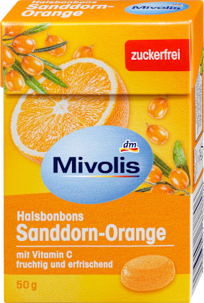 MivolisBonbon, Sanddorn-Orange, zuckerfrei, 50 g