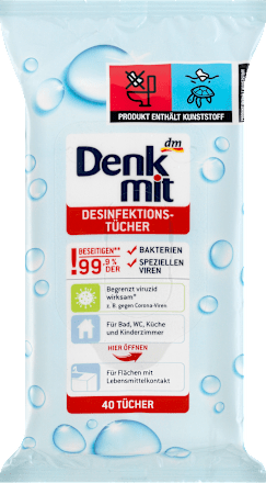 DenkmitDesinfektionstücher für Flächen, 40 StBiozidprodukt