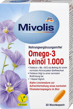 MivolisOmega-3 Leinöl 1000, 30 St., 30 StNahrungsergänzungsmittel