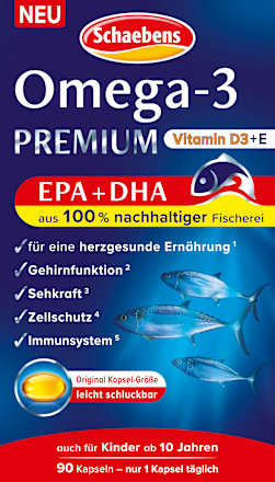 SchaebensOmega-3 Premium Fischöl Kapseln 90 St, 79 gNahrungsergänzungsmittel