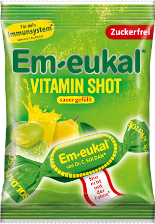 Em-eukalBonbon, Vitamin Shot sauer, zuckerfrei, 75 g