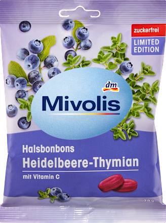 MivolisBonbon, Heidelbeere-Thymian, zuckerfrei, 75 g