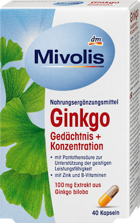 MivolisGinkgo Gedächtnis + Konzentration Kapseln, 40 St., 20 gNahrungsergänzungsmittel