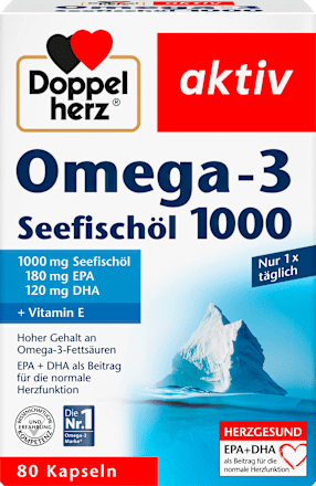 DoppelherzOmega-3 Seefischöl 1000 Kapseln 80 St., 107,8 gNahrungsergänzungsmittel