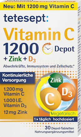 teteseptVitamin C 1200 Depot + Zink + D3 Tabletten 30 St, 43,8 gNahrungsergänzungsmittel