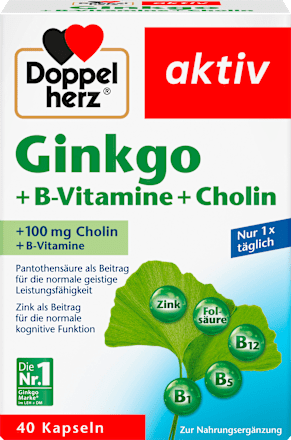 DoppelherzGinkgo + B-Vitamine + Cholin Kapseln 40 St, 22,4 gNahrungsergänzungsmittel